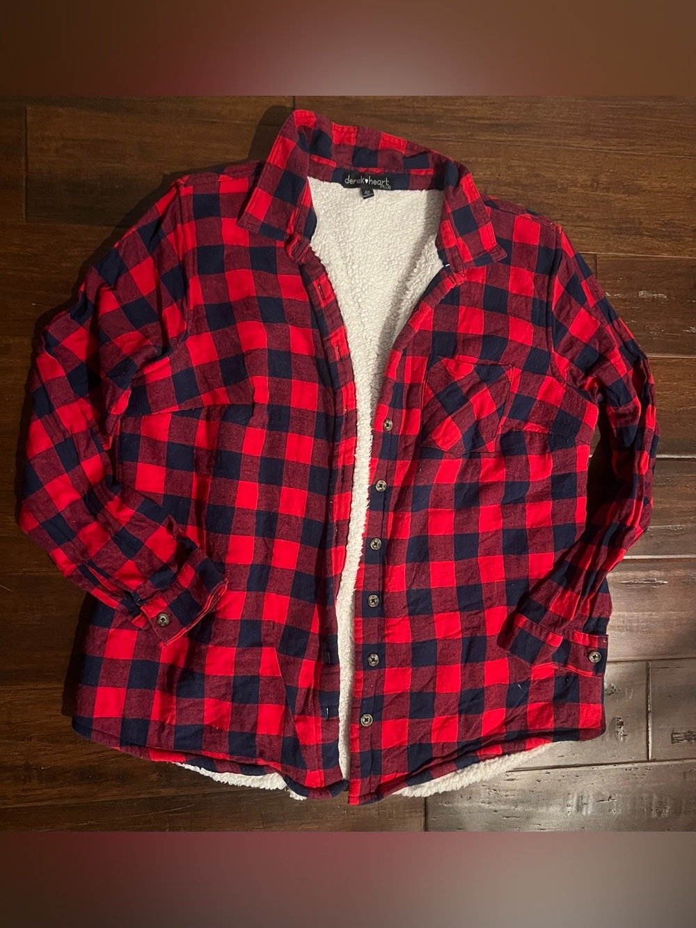 Derek Heart Red & Black Plaid Sherpa-Lined Jacket - 2x